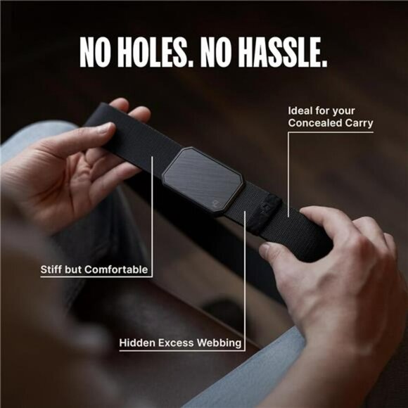 Mens Stretch Nylon Belt Magnetic Buckle Tactical Adjustable Webbing Belt - Picture 3 of 7